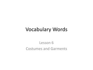 Vocabulary Words