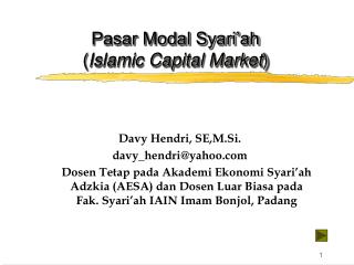 Pasar Modal Syari’ah ( Islamic Capital Market )