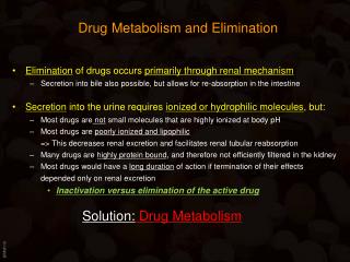 Drug Metabolism and Elimination