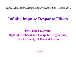 Infinite Impulse Response Filters