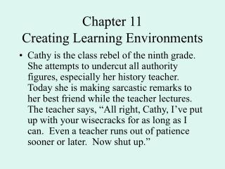 Chapter 11 Creating Learning Environments