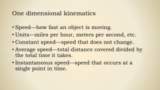 One dimensional kinematics