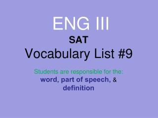 ENG III SAT Vocabulary List #9