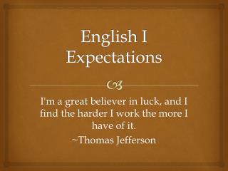 English I Expectations