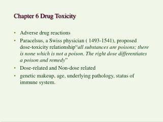 Chapter 6 Drug Toxicity