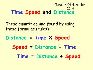 Time Speed and Distance