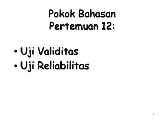 Pokok Bahasan Pertemuan 12: