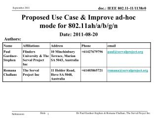 Proposed Use Case &amp; Improve ad-hoc mode for 802.11ah/a/b/g/n