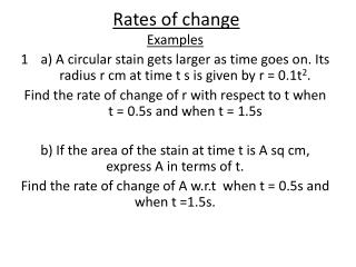 Rates of change