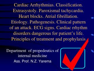 Department of propede u ti cs of internal medicine Ass. Prof. N.Z. Yarema