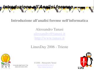 Introduzione all'Analisi forense