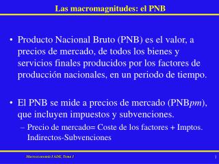 Las macromagnitudes: el PNB