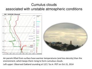 Cumulus clouds associated with unstable atmospheric conditions