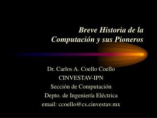 Breve Historia de la Computación y sus Pioneros