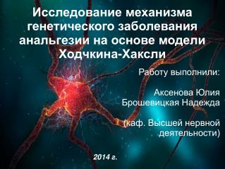 Исследование механизма генетического заболевания анальгезии на основе модели Ходчкина-Хаксли