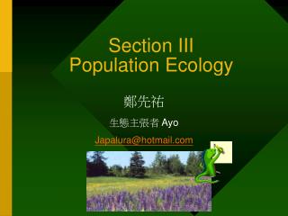 Section III Population Ecology