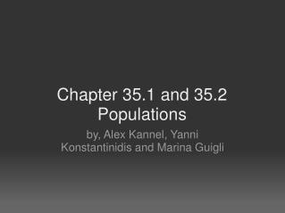 Chapter 35.1 and 35.2 Populations