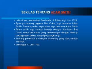 SEKILAS TENTANG ADAM SMITH