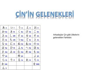 ÇİN’İN GELENEKLERİ