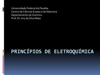 PRINCÍPIOS DE ELETROQUíMICA