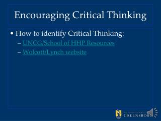 Encouraging Critical Thinking