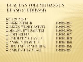 LUAS DAN VOLUME BANGUN RUANG (3 DIMENSI)