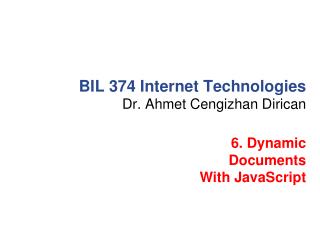 BIL 374 Internet Technologies