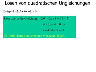 Lösen von quadratischen Ungleichungen