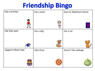 Friendship Bingo
