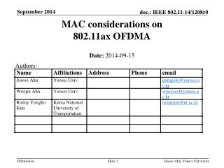 MAC considerations on 802.11ax OFDMA