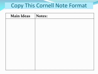 Copy This Cornell Note Format