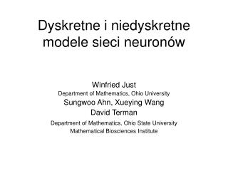 Dyskretne i niedyskretne modele sieci neuronów