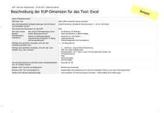 Beschreibung der EUP-Dimension für das Tool: Excel
