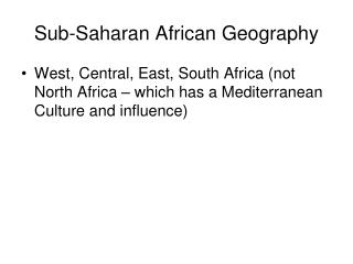 Sub-Saharan African Geography