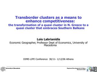 Transborder clusters as a means to enhance competitiveness: