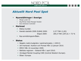 Aktuellt Nord Pool Spot