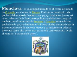 Localización Ubicación de Monclova, Coahuila.