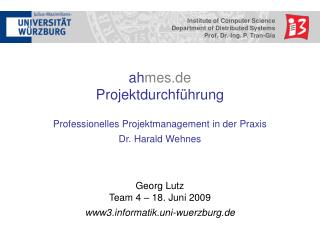 ah mes.de Projektdurchführung Professionelles Projektmanagement in der Praxis Dr. Harald Wehnes