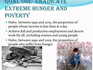 Goal One- Eradicate extreme hunger and poverty