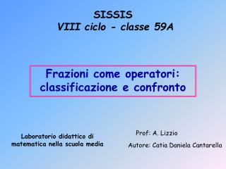 SISSIS VIII ciclo - classe 59A