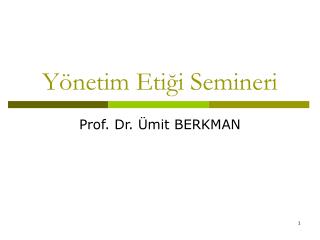 Yönetim Etiği Semineri