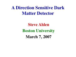 A Direction Sensitive Dark Matter Detector