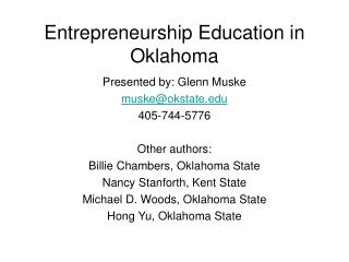 Entrepreneurship Education in Oklahoma