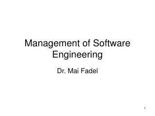 Management of Software Engineering