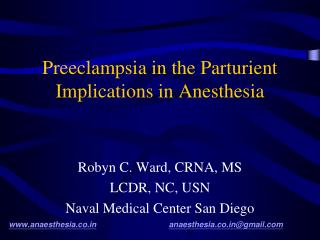 Preeclampsia in the Parturient Implications in Anesthesia