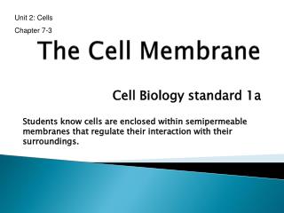 The Cell Membrane