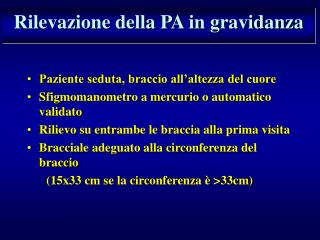 Rilevazione della PA in gravidanza