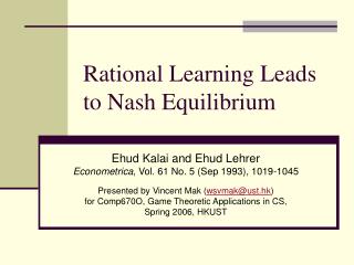 Rational Learning Leads to Nash Equilibrium