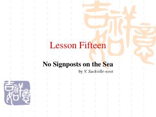 Lesson Fifteen