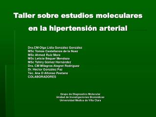 Taller sobre estudios moleculares en la hipertensión arterial